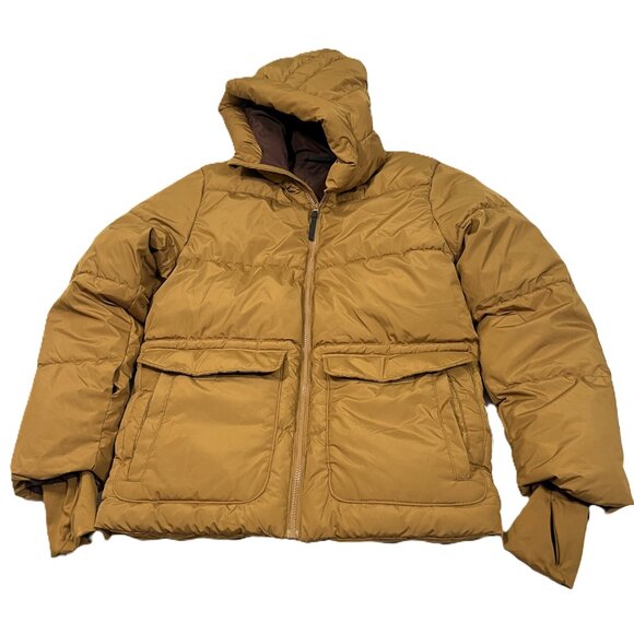 All In Motion Men Small Winter Brown Hooded Wind-Resistant Puffer Jacket Coat - Picture 1 of 9